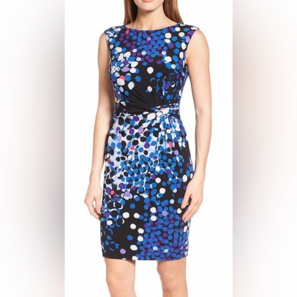 Anne Klein Elegant Polka Dot Sleeveless Dress - Picture 2 of 12